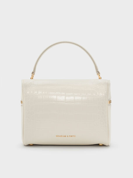 Pansy Croc-Effect Vanity Bag, Cream, hi-res