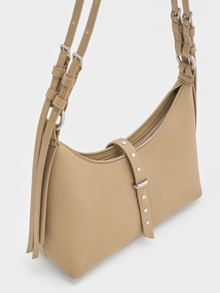 Lark Twill Grommet Belted Shoulder Bag, Toasted Sand, hi-res
