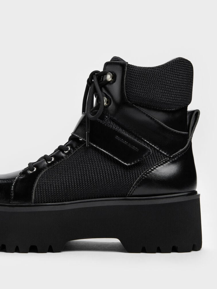Eliot Platform Combat Boots, Black, hi-res