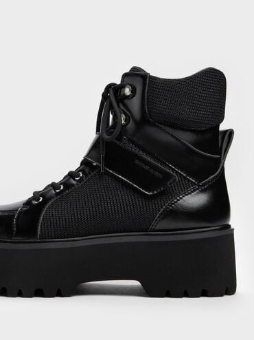 Eliot Platform Combat Boots, Black, hi-res