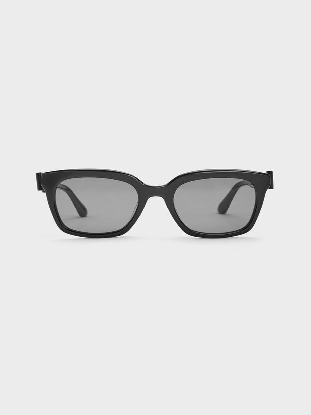 Tanya Bow Rectangular Sunglasses, Jet Black, hi-res