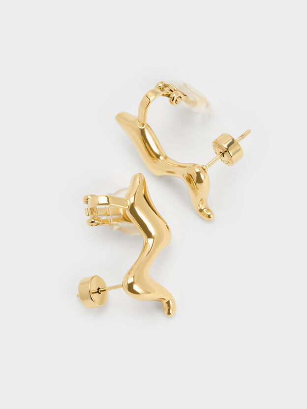 Emilia Wavy Stud Earrings, Gold, hi-res