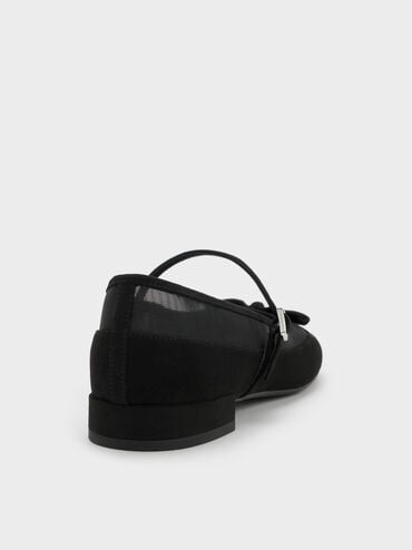 Mulligan Faux Suede & Mesh Mary Janes, Black Textured, hi-res