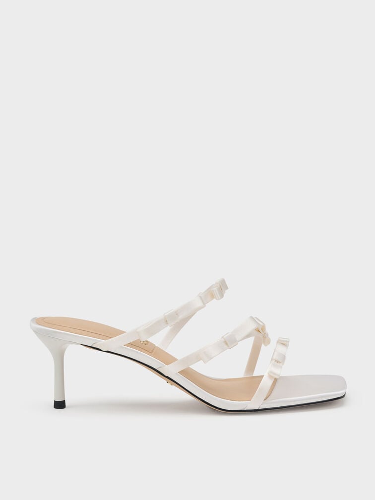 Jessy Bow Heeled Sandals, White, hi-res