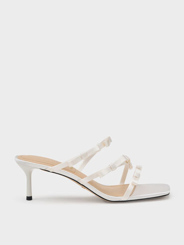 Jessy Bow Heeled Sandals, White, hi-res