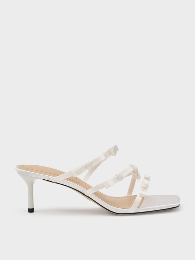 Jessy Bow Heeled Sandals, White, hi-res