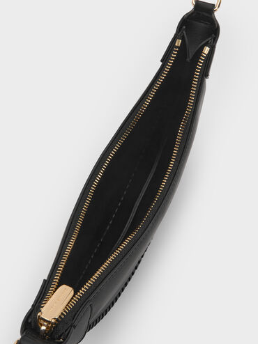 Blume Braided Curved Hobo Bag, Black, hi-res