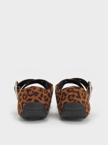 Faux Suede Leopard-Print Crossover-Strap Mary Janes, Animal Print Brown, hi-res