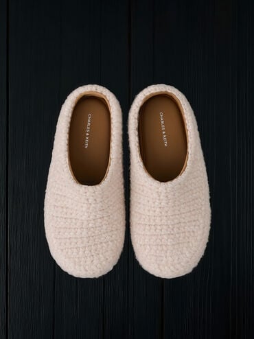 Crochet Flat Mules, Chalk, hi-res
