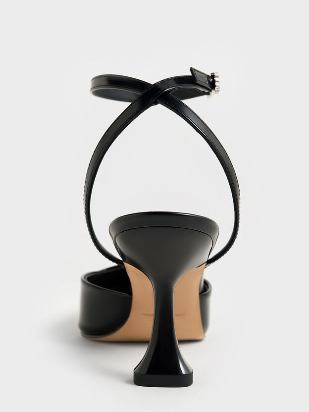 Leather Ankle-Strap Pumps, Black Patent, hi-res