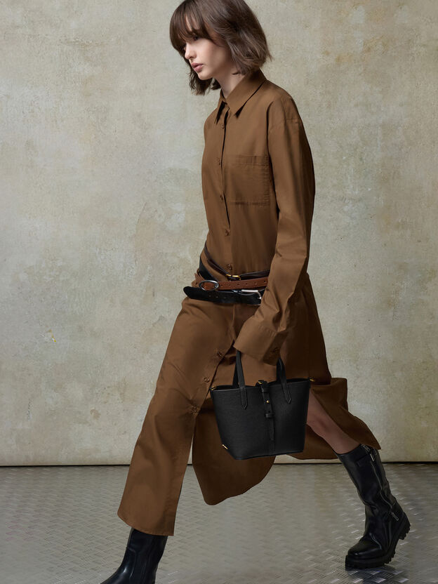 Beryl Belted Bucket Bag, Black, hi-res