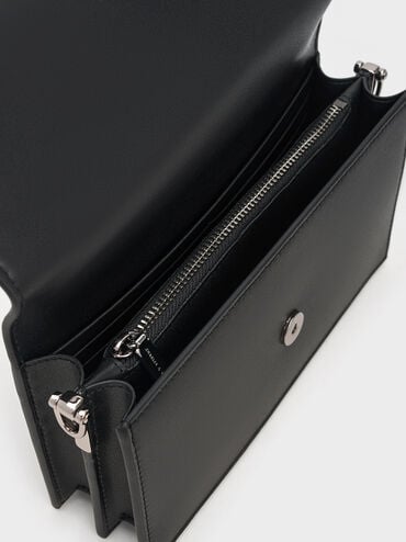 Kristine Sculptural-Handle Long Wallet, Noir, hi-res