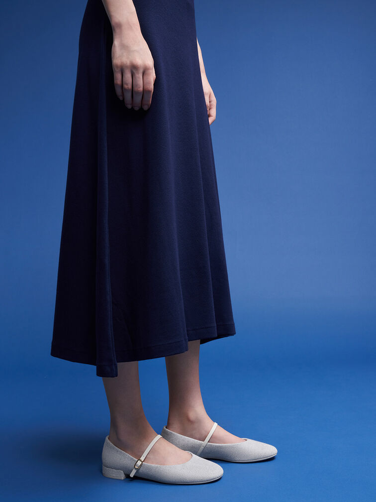 Gertrude Tweed Round-Toe Mary Janes, Light Grey, hi-res