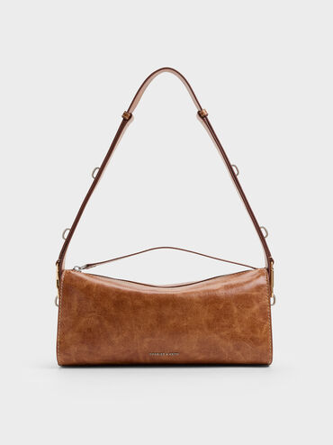 Delfina Elongated Shoulder Bag, Distressed Tan, hi-res