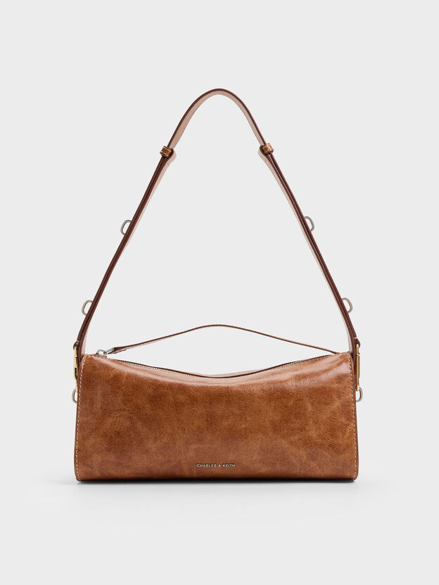 Delfina Elongated Shoulder Bag, Distressed Tan, hi-res