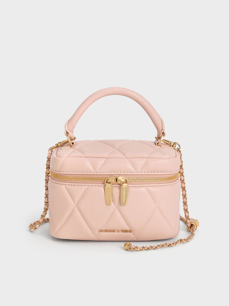 Arwen Quilted Top Handle Vanity Bag, Light Pink, hi-res