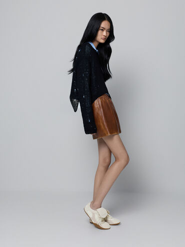 Nylon & Suede Top-Flap Sneakers, Chalk, hi-res