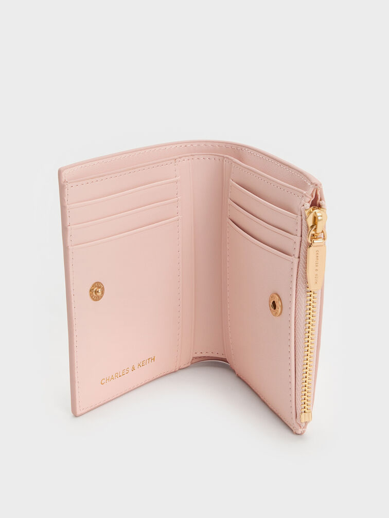 Apolline Textured Top-Zip Wallet, Soft Pink, hi-res