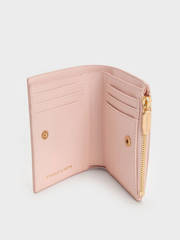 Apolline Textured Top-Zip Wallet, Soft Pink, hi-res
