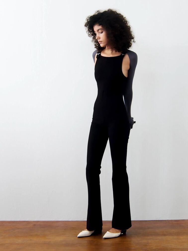 Two-Tone Bow Pointed-Toe Flats, Chalk, hi-res