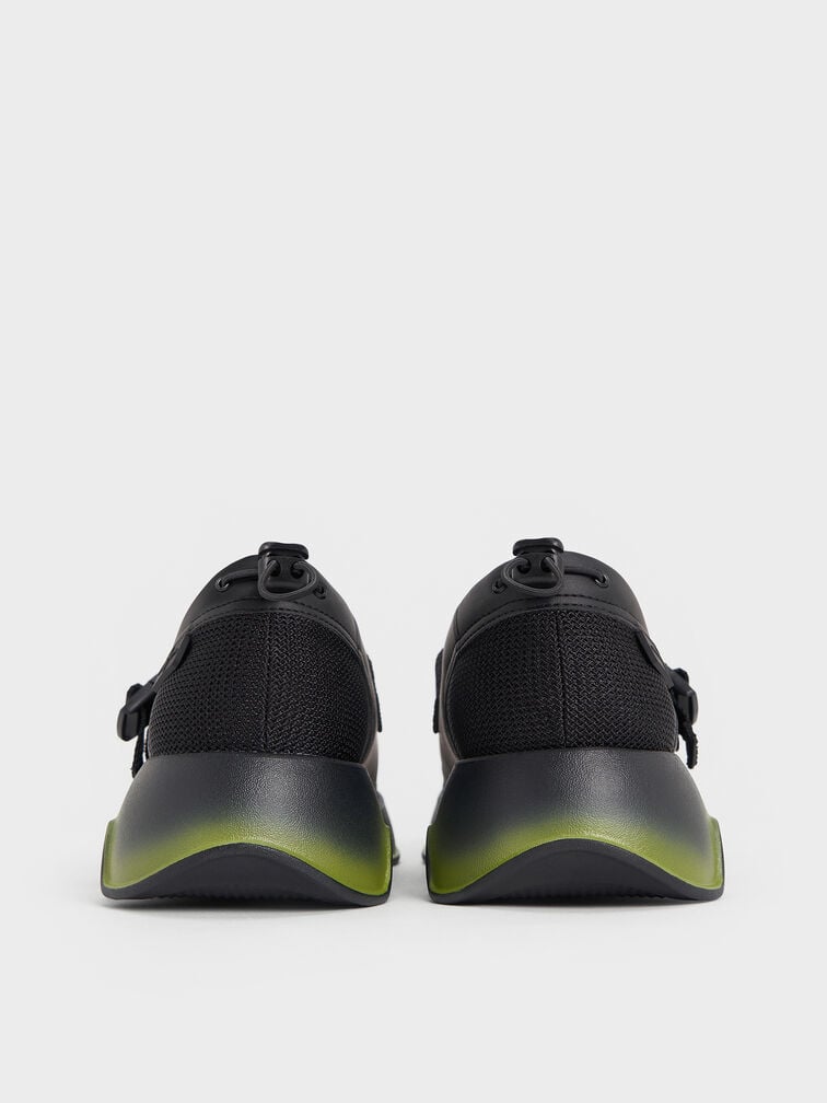 Mesh Gradient Wave Mary Jane Sneakers, Black, hi-res