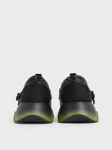 Mesh Gradient Wave Mary Jane Sneakers, Black, hi-res