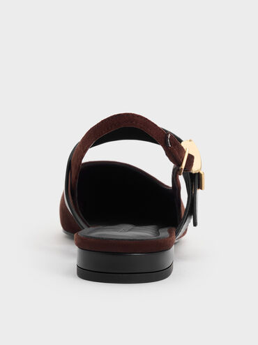 Yvette Faux Suede Pointed-Toe Mary Jane Flats, Dark Brown, hi-res