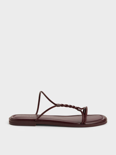 Fianna Twist-Strap Slide Sandals, Burgundy, hi-res