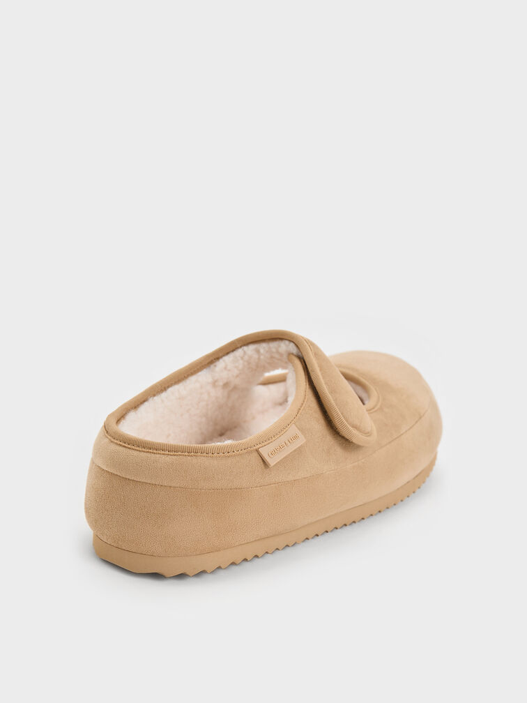 Lumi Faux Suede & Faux Shearling Mules, Sand, hi-res
