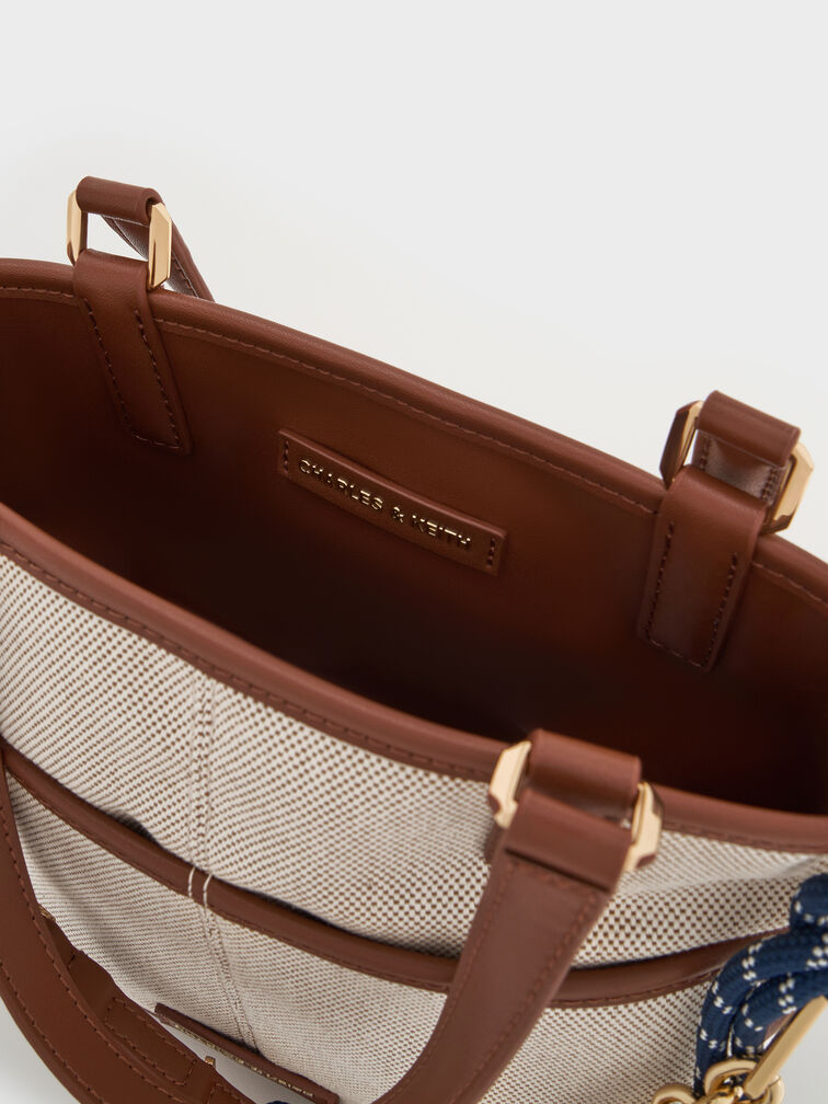 Addison Canvas Knotted-Rope Reversible Tote Bag, Taupe Canvas, hi-res
