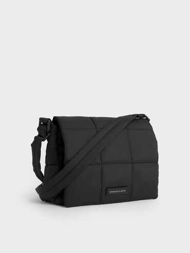 Mini Errya Nylon Quilted Puffy Crossbody Bag, Jet Black, hi-res