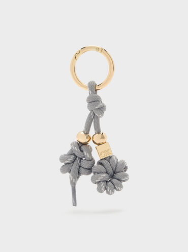 Knotted-Flower Charm, Grey, hi-res