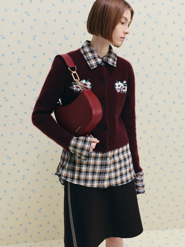 Agatha Chain-Strap Shoulder Bag, Burgundy, hi-res