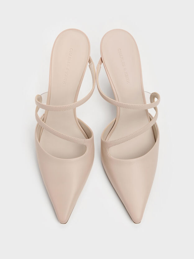 Arden Pointed Wavy Heeled Mules, Light Pink, hi-res