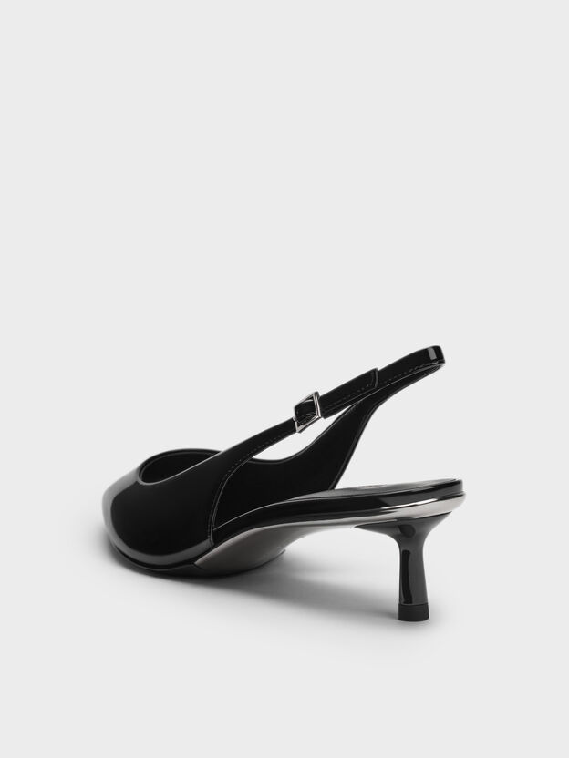 Curtis Patent Slingback Kitten Heels, Black Patent, hi-res