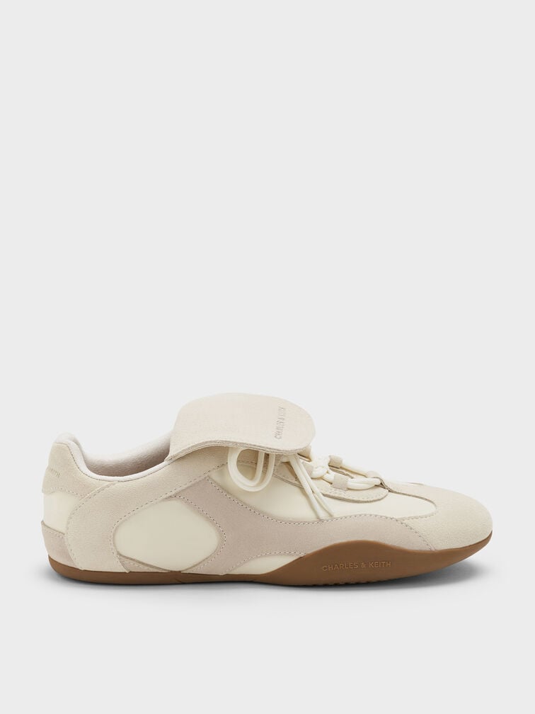 Nylon & Suede Top-Flap Sneakers, Chalk, hi-res