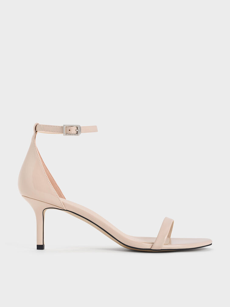 Patent Stiletto-Heel Ankle-Strap Sandals, Nude, hi-res