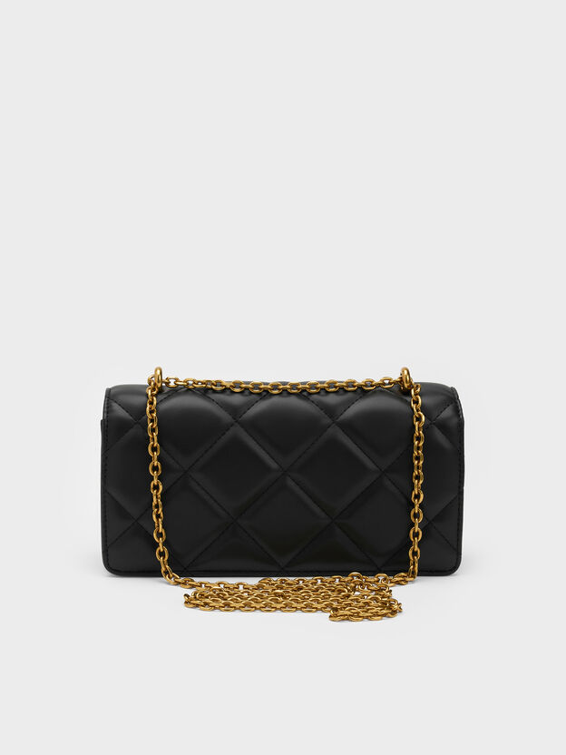Paffuto Quilted Wallet On Chain, Black, hi-res