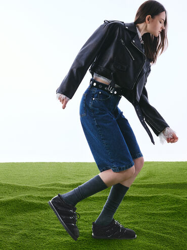 Egan Nylon Puffy Mules, Black Textured, hi-res