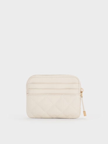 Duo Quilted Card Holder, Cream, hi-res
