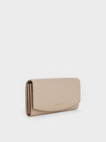 Briony Curved-Flap Long Wallet, Taupe, hi-res