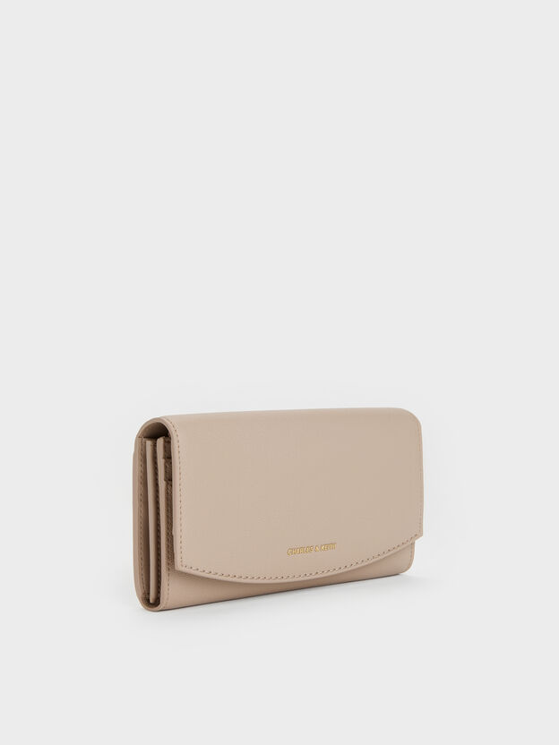 Briony Curved-Flap Long Wallet, Taupe, hi-res