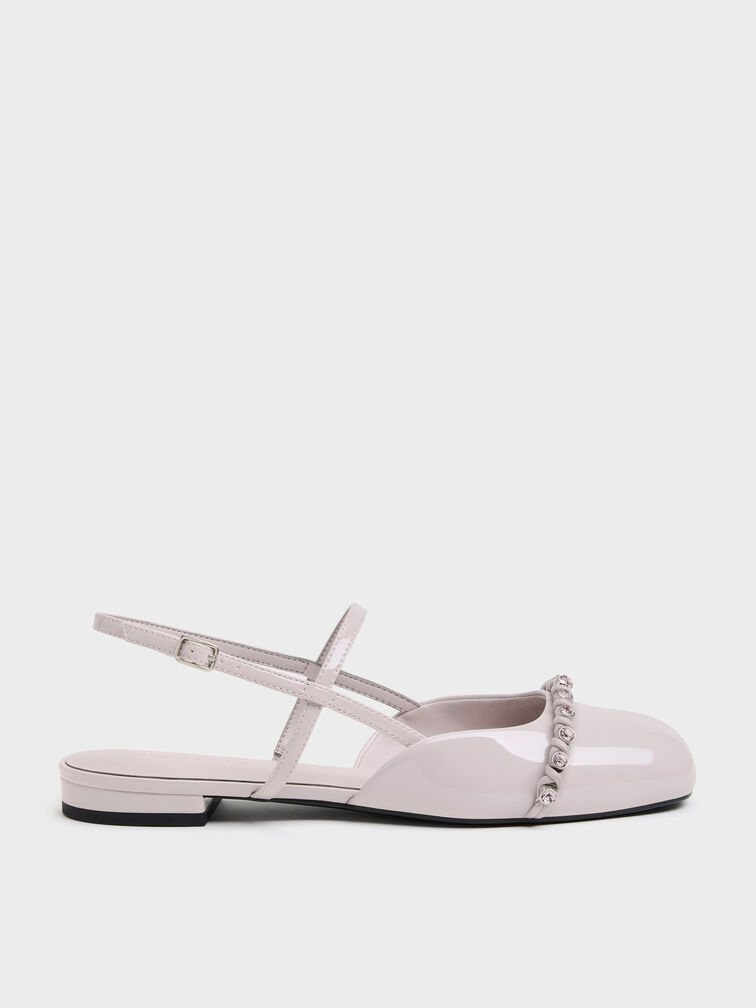 Patent Crystal Mary Jane Slingback Flats, Lilac, hi-res
