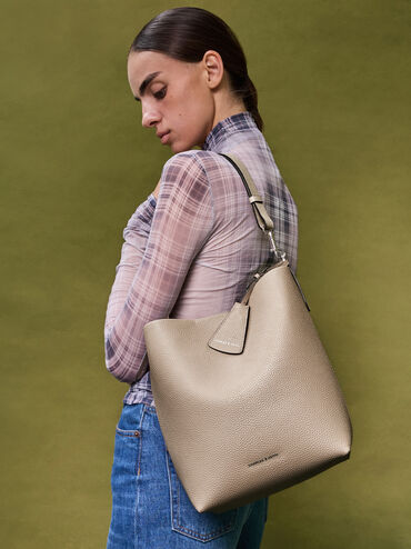 Beryl Bucket Bag, Taupe, hi-res