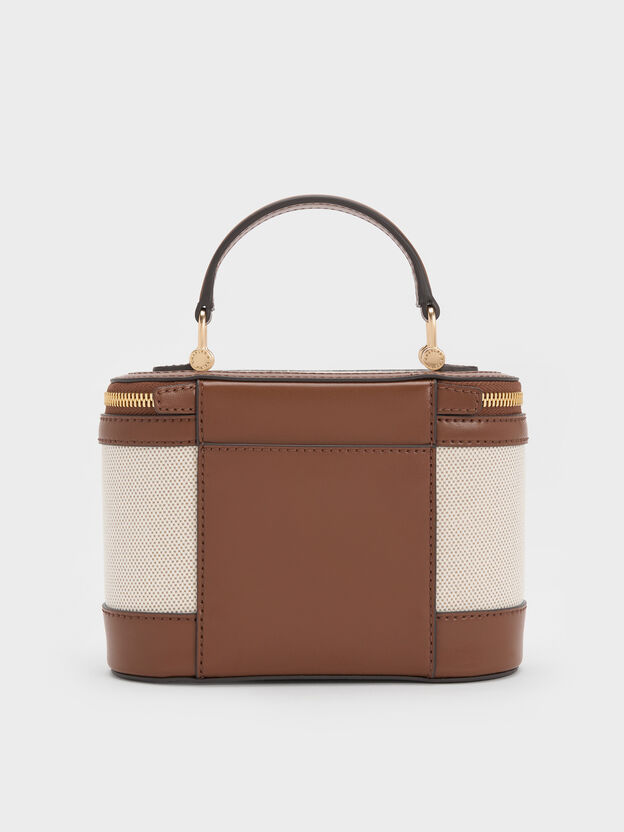 Enola Canvas Top Handle Vanity Bag, Chocolate, hi-res