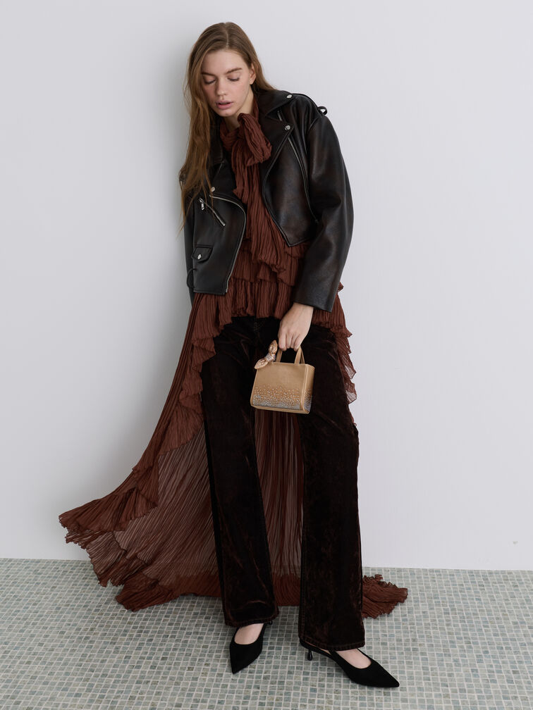 Albany Leather Crystal Mini Bag, Nude, hi-res