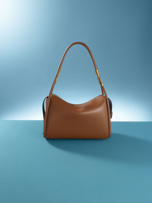 Lyla Tubular Slouchy Shoulder Bag, Chocolate, hi-res