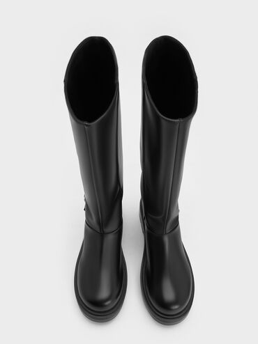 Davis Buckled Fold-Over Boots, Black, hi-res