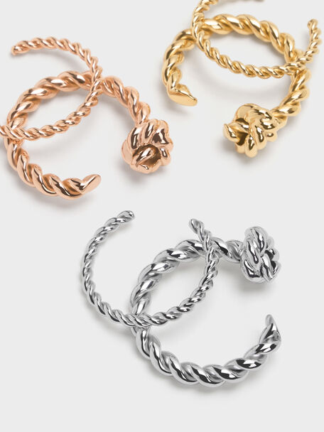 Sable Rope-Knot Two-Ring Set, Rose Gold, hi-res