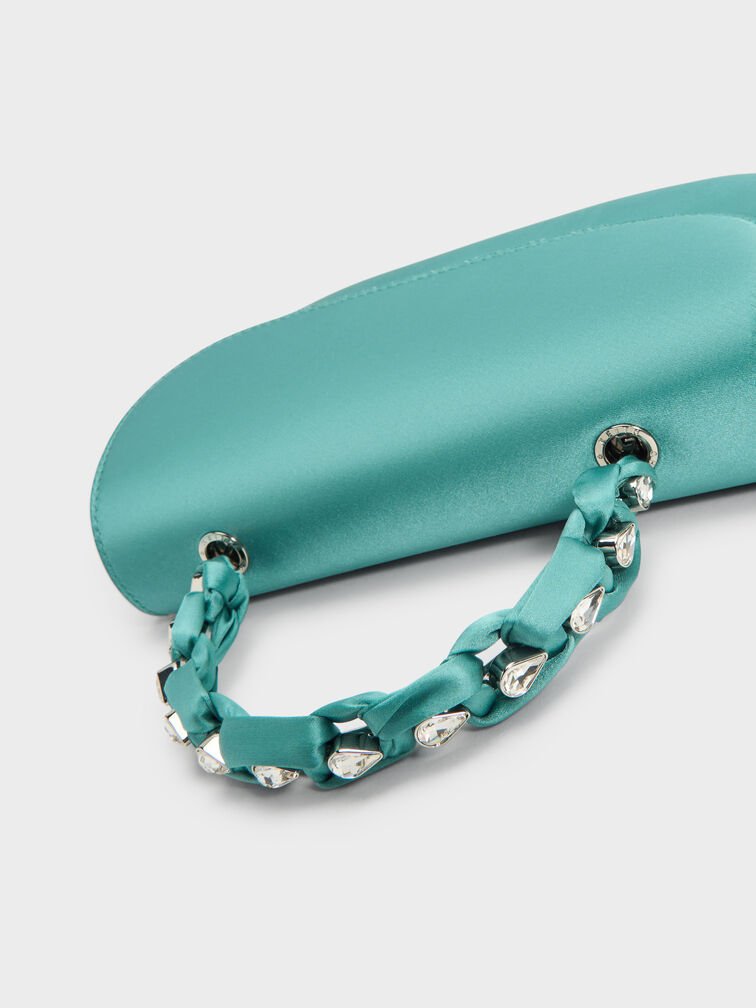 Eilian Satin Braided Top Handle Bag, Teal, hi-res